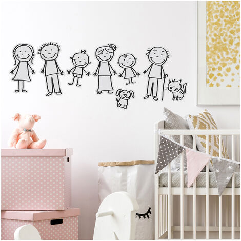 Sticker Mural Famille Mignonne X Cm Autocollant Dessin Au Trait