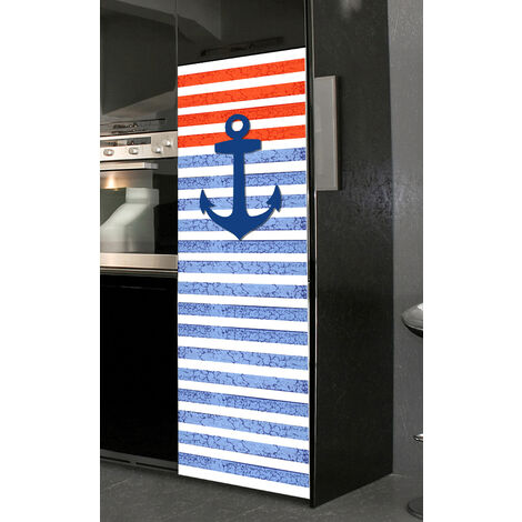 Sticker mural décoratif pour réfrigérateur ancre bleue et marine 59 5