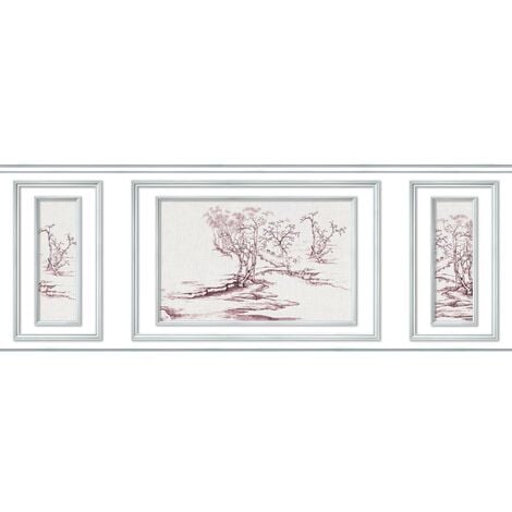 Papier Peint Trompe L Oeil Boiserie 75x200cm Toile Arbre Rouge Pour