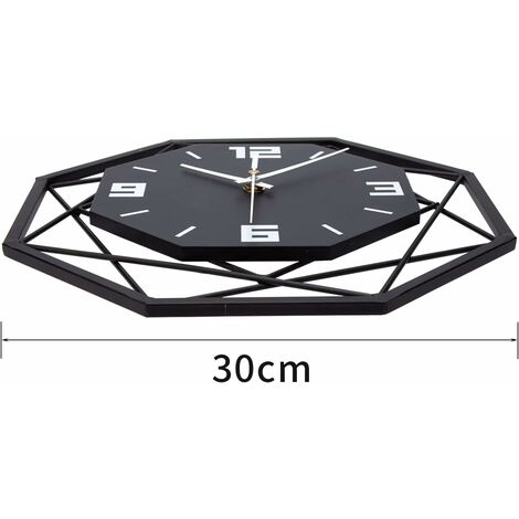 Horloge Murale Bois Métal 30cm Horloge Murale Silencieuse sans Tic Tac