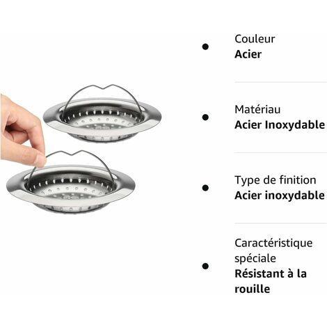 2 Filtre Évier Cuisine avec Poignée Crépine d Évier en Acier