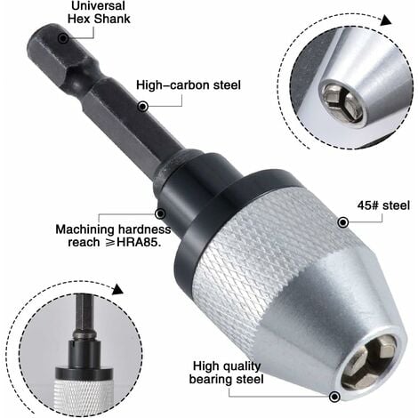 Mandrin à changement rapide pour perceuse sans clé avec tige hexagonale