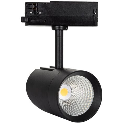 Spot LED sur Rail Triphasé 30W Fuji Noir Blanc neutre 4000K