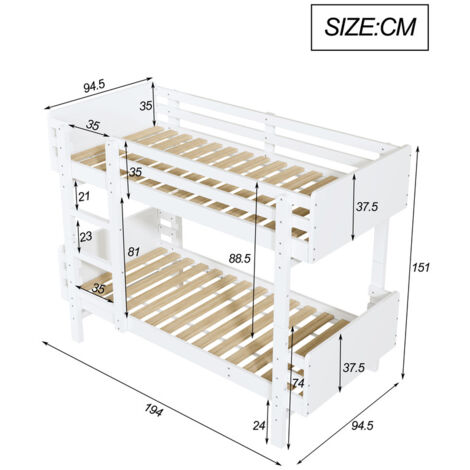 Lit Superpos Enfant Transformable En Lits Plateforme Blanc X Cm