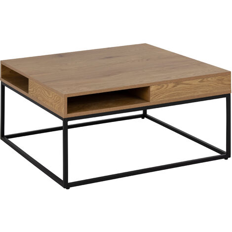 Willford Table Basse 4 Espaces De Rangement Teinte Naturelle Noir