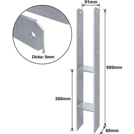 Froadp H Pfostenträger in feuerverzinkter Ausführung H anker