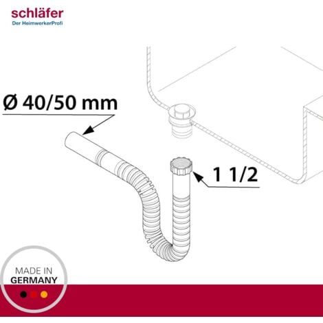 Schläfer 439308 Sifone Tubo di Scarico flessibile Universale per