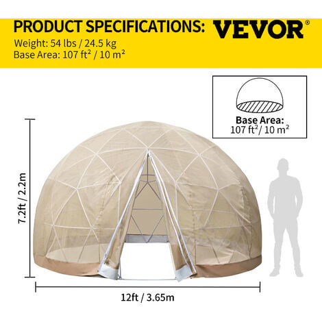 Vevor Ft Garden Dome Bubble Tent Upgraded Geodesic Dome Greenhouse