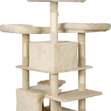 Arbre Chat Beige Avec Motif De Pattes Cm Hamac Niche Maisonnette