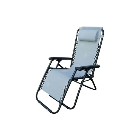 Transat Avec Repose Pieds En Acier Pliant Re Glable Gris X X Cm