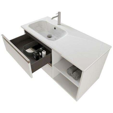 Mobile Bagno Sospeso 100 Cm Master Bianco Con Cassetti E Vani