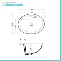 Lavabo Da Incasso Soprapiano Ovale 56x47 5 Cm In Ceramica Lucida