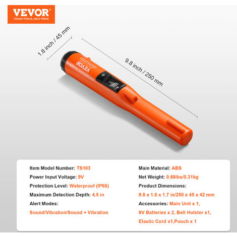 Vevor Pinpointer Detector De Metales Ip Totalmente Impermeable