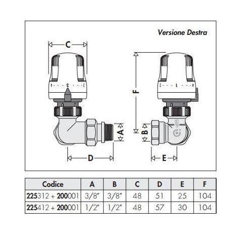 Vanne Thermostatique Double Querre Pour Tube En Fer Version Droite