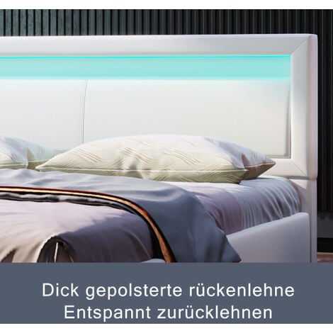 Einrichtungsbett LED Bett 140 200 Cm Mit Lattenrost Und Stauraum