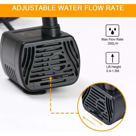 Micro pompe submersible pompe d aquarium réglable 200L H 3W super