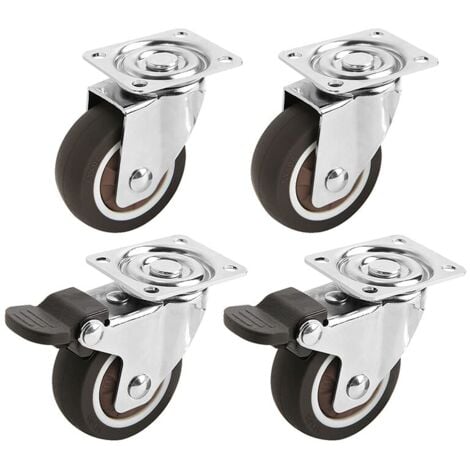 Lot De 4 Petites Roulettes Pour Meubles 50mm Comprend 2 Roulettes