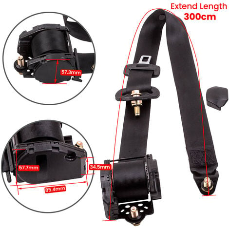 4M Length Retractable Long Strap UK 3 Point Inertia Seat Belt Universal