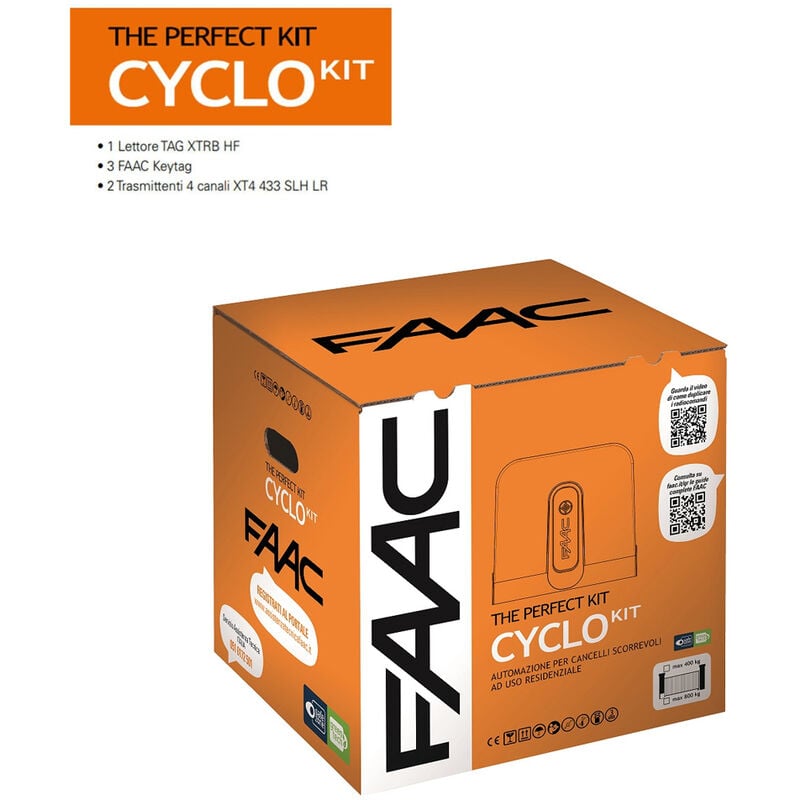 Kit Automatisme Pour Portail Coulissant 400Kg FAAC CYCLO RAPID 24V