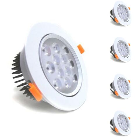 Spot LED Rond Encastrable Orientable 12W 80 Pack De 5 Blanc Chaud