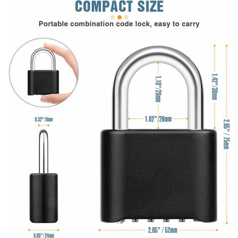 Cadenas Code 4 Chiffres 1 PC Cadenas à Combinaison Exterieur Etanche