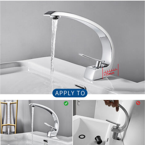 Auralum Grifo de Lavabo con Caño alto 190 mm Moderno Mezcladora