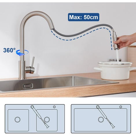 Lonheo Grifo De Cocina Extra Ble Con Funciones Giratorio A