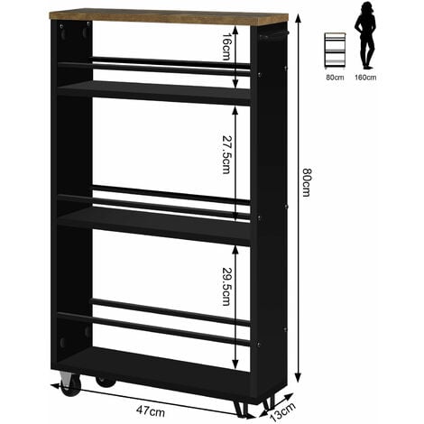 Woltu Carrello Da Cucina A Ripiani Scaffale Stretto Con Ruote