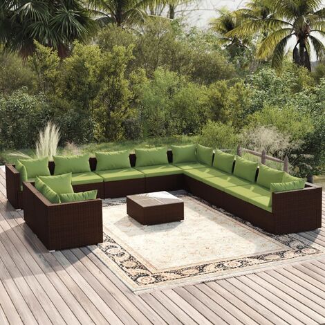 Prolenta Premium Tlg Garten Lounge Set Mit Kissen Braun Poly