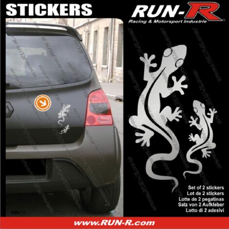 2 Stickers SALAMANDRE 17 Cm ARGENT Run R