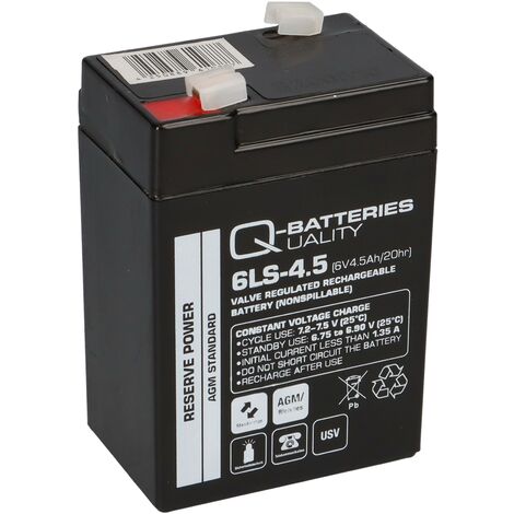 Q Batteries 6LS 4 5 6V 4 5Ah Blei Vlies Akku AGM VRLA