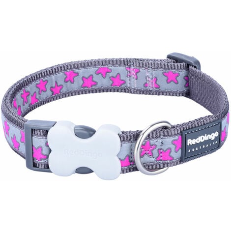 Collar Para Perro Red Dingo STYLE HOT PINK ON COOL GREY 15 Mm X 24 36