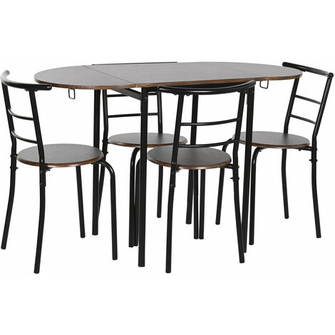 Conjunto De Mesa Con Sillas Dkd Home Decor Marr N Negro Metal Madera