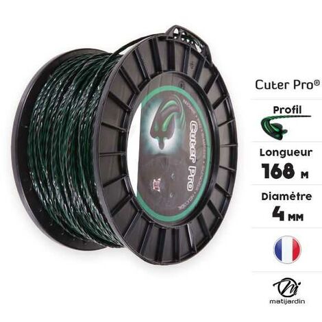 Fil nylon Cuter Pro 4 mm x 168 m Hélicoïdal Bobine Fil débroussailleuse