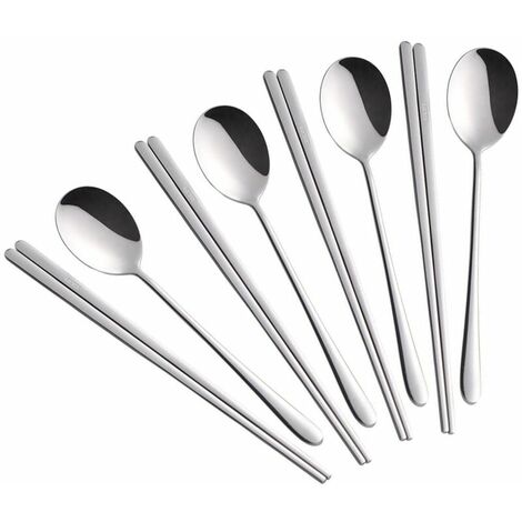 Chopstick Spoon Set 4 Colors Reusable Stainless Steel Metal Korean