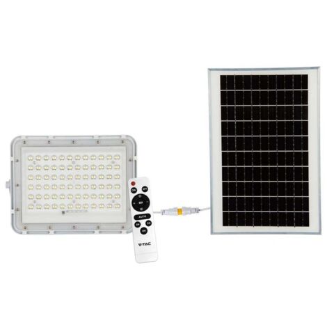 Faro LED 15W 6400K Con Pannello Solare E Telecomando Batteria