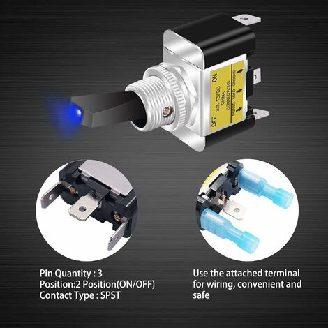 2 pièces Interrupteur à Bascule ON OFF interrupteur 12v 30a 3 bornes