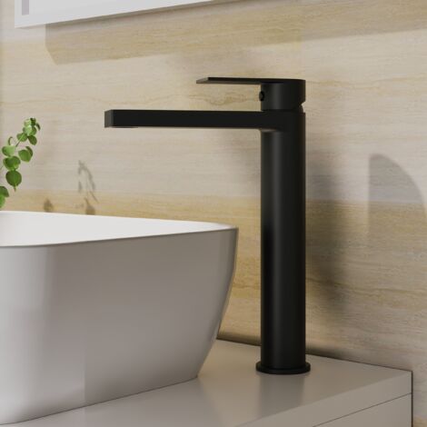 Contemporary Tall Mono Basin Mixer Tap Matt Black