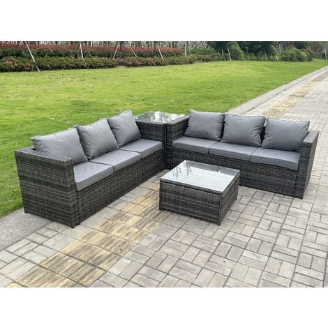 Fimous Gartenlounge Rattan Sofa Set Gartenmöbel Set Sitzgruppe 6 sitzer