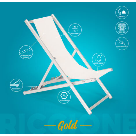 Chaise longue de plage pliable et réglable en aluminium Riccione Gold