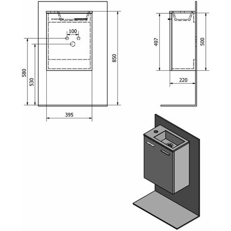 Aqualine Zoja Meuble Vasque 40x50x22 Cm Blanc 51049A