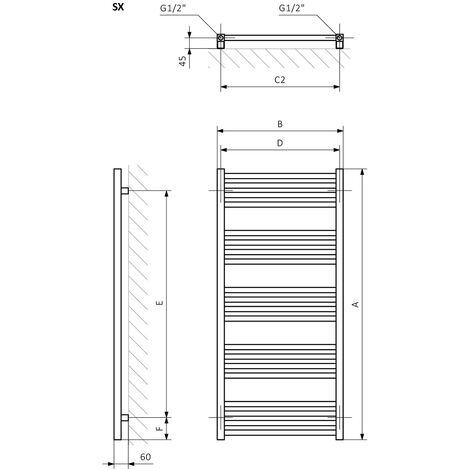 Secador De Toallas Electrico Blanco LUNA 600 Watt 138 X 40