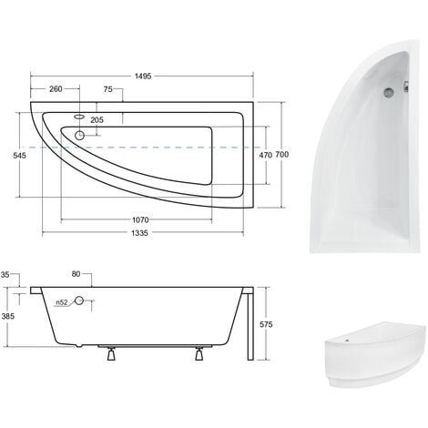 Baignoire Asym Trique Blanche Tablier Noir Repose T Te Praktika