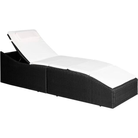 VidaXL Chaise Longue Avec Coussin R Sine Tress E Noir