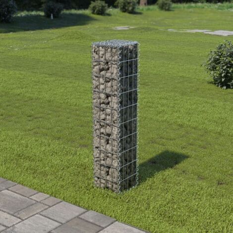 VidaXL Mur Gabion Avec Couvercles Acier Galvanis 20 X 20 X 100 Cm