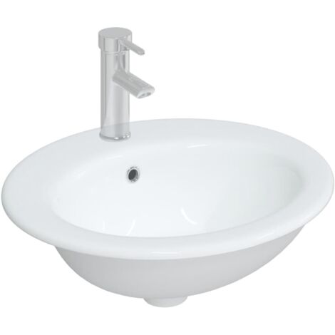 VidaXL Vier De Salle De Bain Blanc 52x46x20 Cm Ovale C Ramique