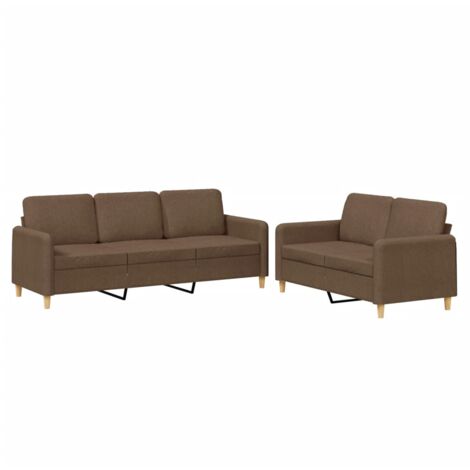 VidaXL Ensemble De Canap S 2 Pcs Avec Coussins Marron Tissu