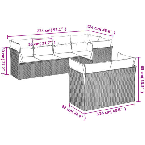 VidaXL Salon De Jardin 7 Pcs Avec Coussins Noir R Sine Tress E