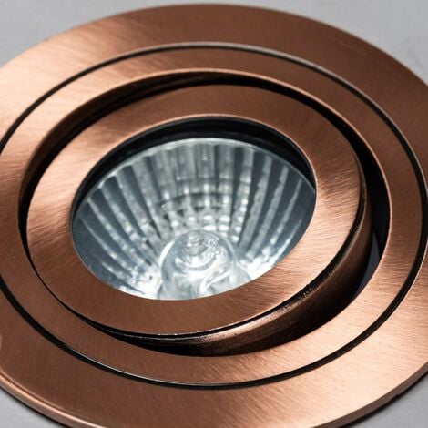 Litecraft Recessed Downlight IP65 Rated Tiltable Spotlight In Copper