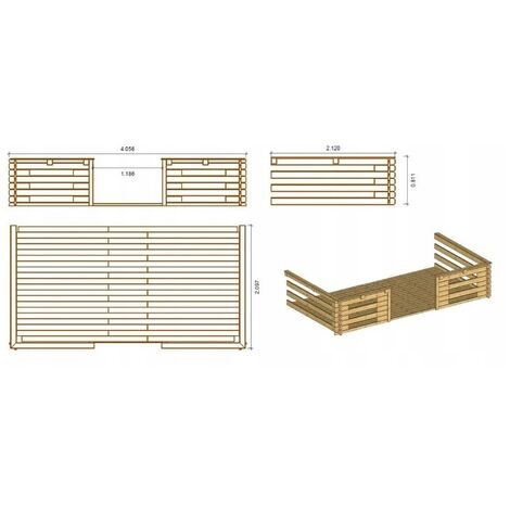 Abri De Jardin En Bois 4x3 M Terrasse Avec Balustrade Et Avant Toit